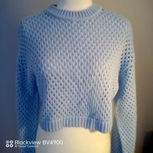 H&M Divided Womens Blue Mesh Knit Short Sweater -  Small